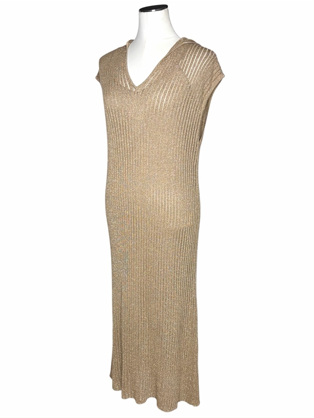 Zara Metallic Thread Knit Tunic Dress in a shimmering golden color size Medium - Picture 5 of 15